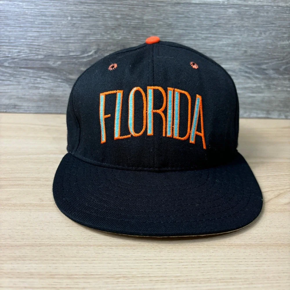 Vintage Florida Marlins Hat Cap Fitted 7 1/4 Black‎ Wool Pro Model USA Made